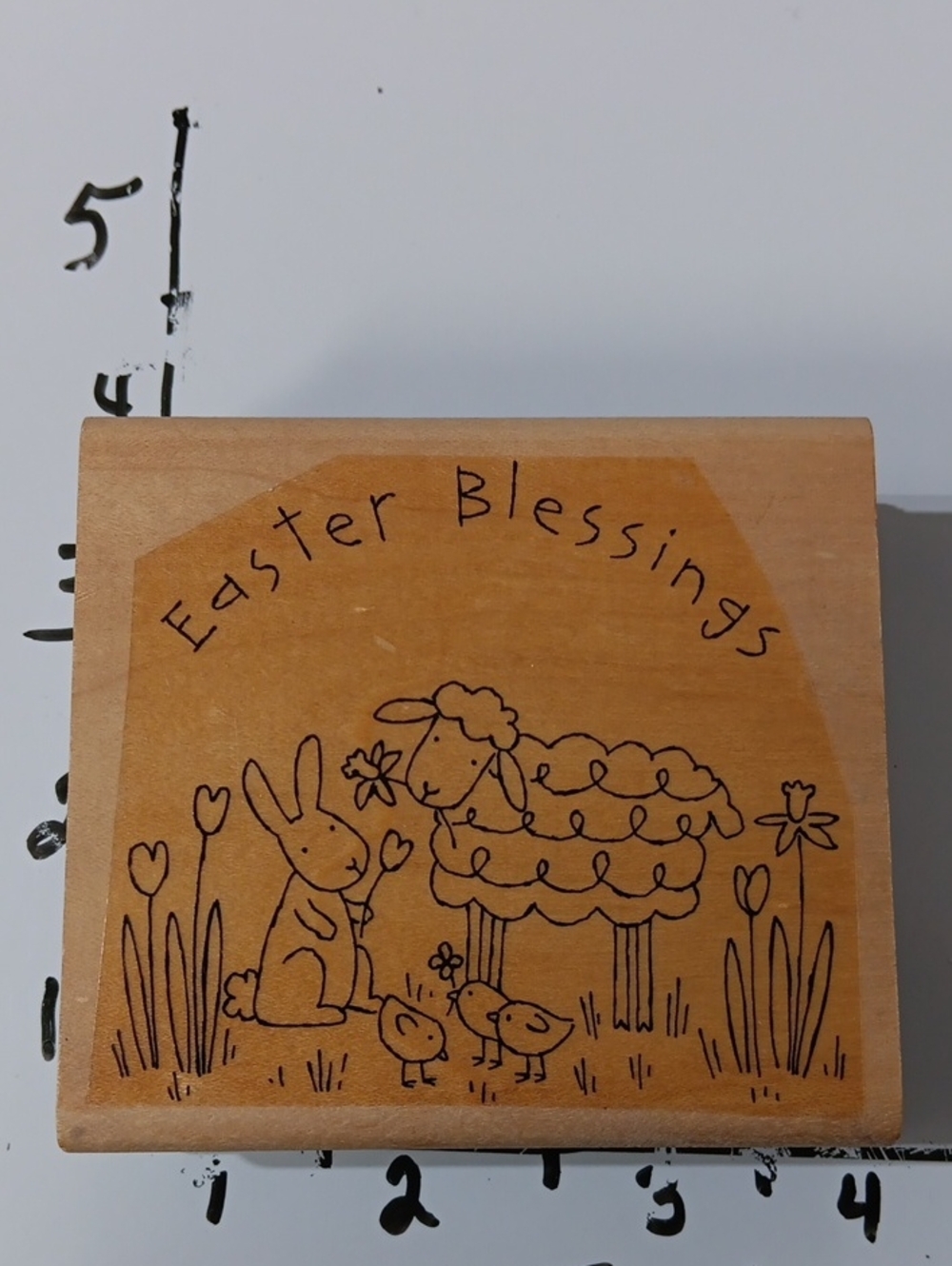 Source Unknown Wooden Easter Blessings Plaque in Natural Wood and Black